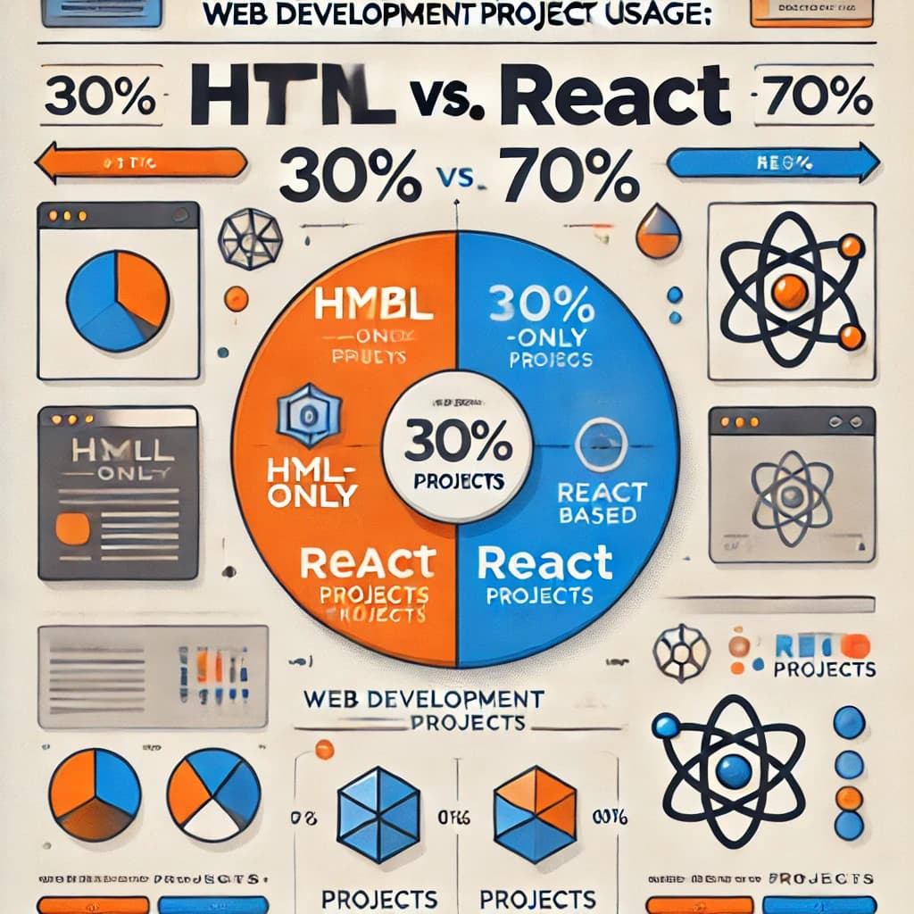 HTML vs React 프로젝트 사용 비율 분석