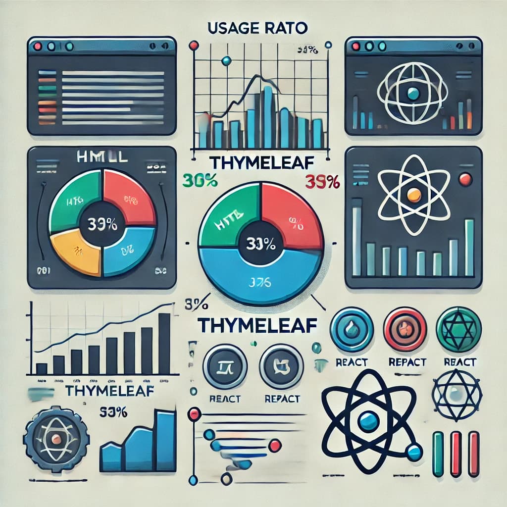 HTML, Thymeleaf, React 사용 프로젝트 비율 분석
